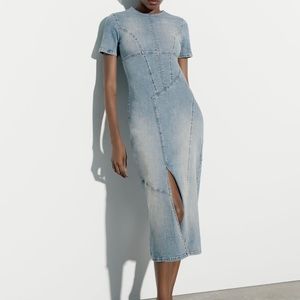 Zara TRF Denim MIDI Dress